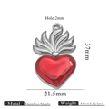 Polished red heart wing pendant in 18k plated stainless steel with size dimensions - Bright Red Flame Silver (Z2921S6)