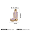 Lavender enamel cowboy boot pendant in stainless steel with 18mm height dimension - Gold Shoe Double Sided Drip Oil - Purple