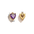 Purple heart gemstone charm with gold metal frame for DIY jewelry making 8.5mm - Deep Purple (12)