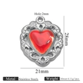18k gold plated stainless steel heart wing pendant with red resin inlay and dimensions - Vintage Carved Silver (Z2921S10)