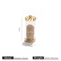 Detail view of a 33mm stainless steel glass pendant with gold foil and crown cap - Gold Flakes (1)