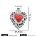 18k gold plated stainless steel heart wing pendant with red gem for DIY jewelry - Hollow Gem Silver (Z2921S12)