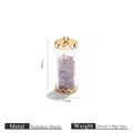 Detail view of a 33mm stainless steel glass pendant filled with purple natural stones - Purple Amethyst Stones (4)