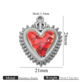 Red sacred heart wing pendant in silver stainless steel finish for DIY jewelry - Spiky Sacred Heart Silver (Z2921S14)