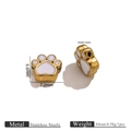 Golden stainless steel animal paw bead with white enamel for DIY bracelet making - White