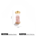 Cylindrical stainless steel glass pendant with rose quartz stones and gold crown cap - Rose Quartz (6)