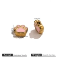Pink paw print bead in golden stainless steel for DIY jewelry making and crafts - Pink