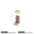 Golden stainless steel cylindrical glass pendant with brown natural stones 33mm - Brown Goldstone (8)