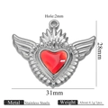 Polished stainless steel red heart pendant with silver wings, size 31mm x 28mm - Winged Red Heart Silver (Z2921S17)