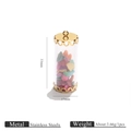 33mm stainless steel pendant filled with colorful natural stones and golden caps - Colorful Mix (10)
