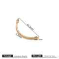 Detailed specs of a 45.5mm gold stainless steel curved tube bead for DIY jewelry making - Smooth Surface (Style 01-Gold)