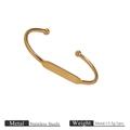 Minimalist 18K gold-plated stainless steel open bangle with flat plate and ball ends - Gold-Plate Style