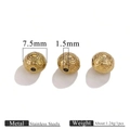 Cuenta dorada de 7,5mm en acero inoxidable con corazones calados para joyería DIY - Estilo Corazón Hueco Dorado / Dorado