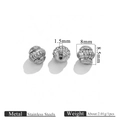 Perle citrouille 8mm en acier inoxydable argenté avec motifs en relief pour bijoux - Style Rayé Vertical Acier