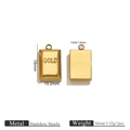 Dimensions détaillées d'un pendentif lingot en acier inoxydable plaqué or poli DIY - Pendentif Lingot Plat Gravé GOLD