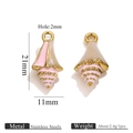 Pendentifs coquillage en émail rose et crème en acier inoxydable pour bijoux DIY - Conque Goutte Or-Rose Gris