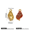 Pendentif coquillage en acier émaillé rouge et finition dorée pour bijoux DIY - Conque Goutte Or Style 2-Rouge
