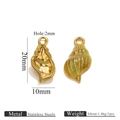 Pendentif conque en acier doré avec émail vert pailleté pour création bijoux DIY - Conque Goutte Or Style 2-Vert