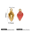 Pendentif coquillage orange en acier inoxydable avec dimensions détaillées et hauteur 19mm - Conque Goutte Or Style 3-Rose