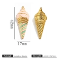Pendentif cornet de glace à rayures rose et menthe en acier inoxydable doré - Crème Glacée Strass-Rose