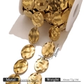 Golden stainless steel chain with 17x20mm hammered star charms for DIY jewelry making - Gold Hammered Round Plate Style (G5)