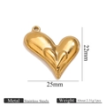 Golden double heart stainless steel pendant with etched relief design and hanging ring - Gold Heart Pendant 2