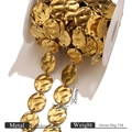 Edelstahlkette in Gold mit Hammerschlag-Optik auf Spule, Größe 20mmx25mm - Gold Großer Rundplattenstil (G6)