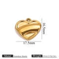 Polished gold stainless steel heart pendant for DIY jewelry 17.5mm x 16.5mm - Gold Heart Pendant 3