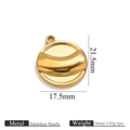 Golden stainless steel round pendant with relief design for DIY jewelry 21.5mm - Gold Round Pendant