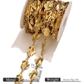 Goldene Edelstahlkette mit blattförmigen Gliedern auf einer Spule für DIY Schmuck - Gold Wellenförmiger Blattstil (G8)