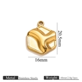 Golden stainless steel hexagonal pendant with abstract texture 20.5mm x 16mm DIY jewelry part - Gold Hexagon Pendant