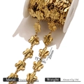Goldene DIY Schmuckkette aus Edelstahl in Blumenform auf Spule 15,2mm mal 20mm - Gold Blumenstil (G9)