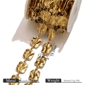 Goldene unregelmäßige Edelstahlkette mit gewellten rechteckigen Gliedern auf der Rolle - Gold Rechteckstil (G11)