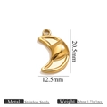 Polished gold stainless steel croissant moon pendant charm, 20.5mm size for DIY jewelry - Gold Moon Pendant