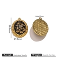 Oval stainless steel pendant with black gold foil inlay and twisted gold rope border - Oval (5)