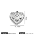 Silver stainless steel heart pendant with cutouts, size 18.5x19mm and 3.08g weight - Steel Heart Pendant 1