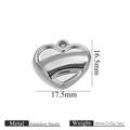 Polished heart-shaped stainless steel pendant with silver finish and 17.5mm width - Steel Heart Pendant 3