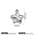 Silver stainless steel star pendant dimensions 18.5mm by 16mm for jewelry making - Steel Star Pendant