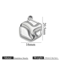 Hexagon stainless steel pendant with abstract textured design in a polished silver finish - Steel Hexagon Pendant
