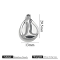 Silver stainless steel water drop pendant for jewelry making 20.5mm x 13mm size - Steel Waterdrop Pendant