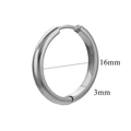 Sleek silver stainless steel hoop earrings with 16mm diameter and 3mm width - Thin Large Style / Steel
