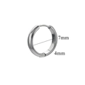 Polished silver S925 sterling silver hoop earrings with 7mm inner diameter and 4mm width - Standard Extra Mini Style / Steel