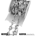 Unregelmäßige blattförmige Edelstahlkette für DIY-Schmuck, 11,2x20,8mm in Silberoptik - Silber Wellenförmiger Blattstil (S8)