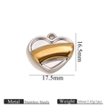 Two-tone gold and silver stainless steel heart pendant for DIY jewelry, 17.5mm x 16.5mm - Two-Tone Heart Pendant 3