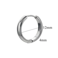 Polished silver stainless steel hoop earrings with 12mm diameter and 4mm width - Standard Small Style / Steel