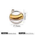 Two-tone gold and silver stainless steel round moon drop pendant for DIY jewelry - Two-Tone Round Pendant