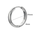 Polished silver stainless steel hoop earrings, 16mm inner diameter and 4mm width size - Standard Large Style / Steel
