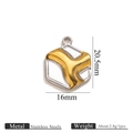 Two-tone stainless steel hexagonal pendant with silver and gold finish for DIY jewelry - Two-Tone Hexagon Pendant