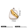 Two-tone stainless steel pendant with silver frame and golden bird embossment charm - Two-Tone Irregular Pendant