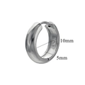Sleek silver polished stainless steel huggie hoop earrings with 10mm inner diameter - Steel
